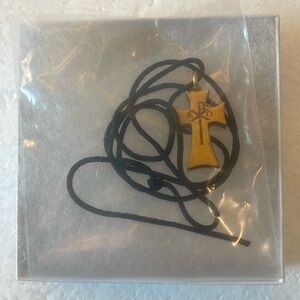 Hand carved wooden Bethlehem olive wood cross pendant Christian men women